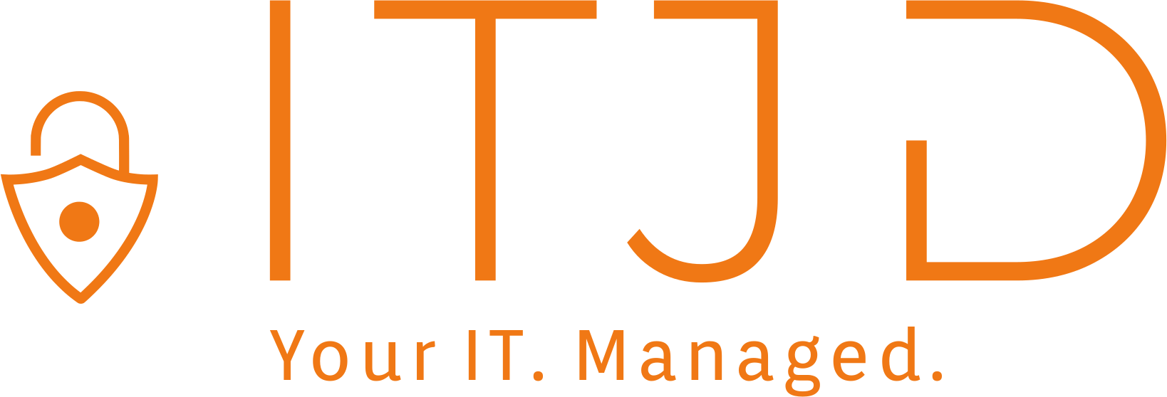 IT Just Done orange security padlock with ITJD title and the company motto